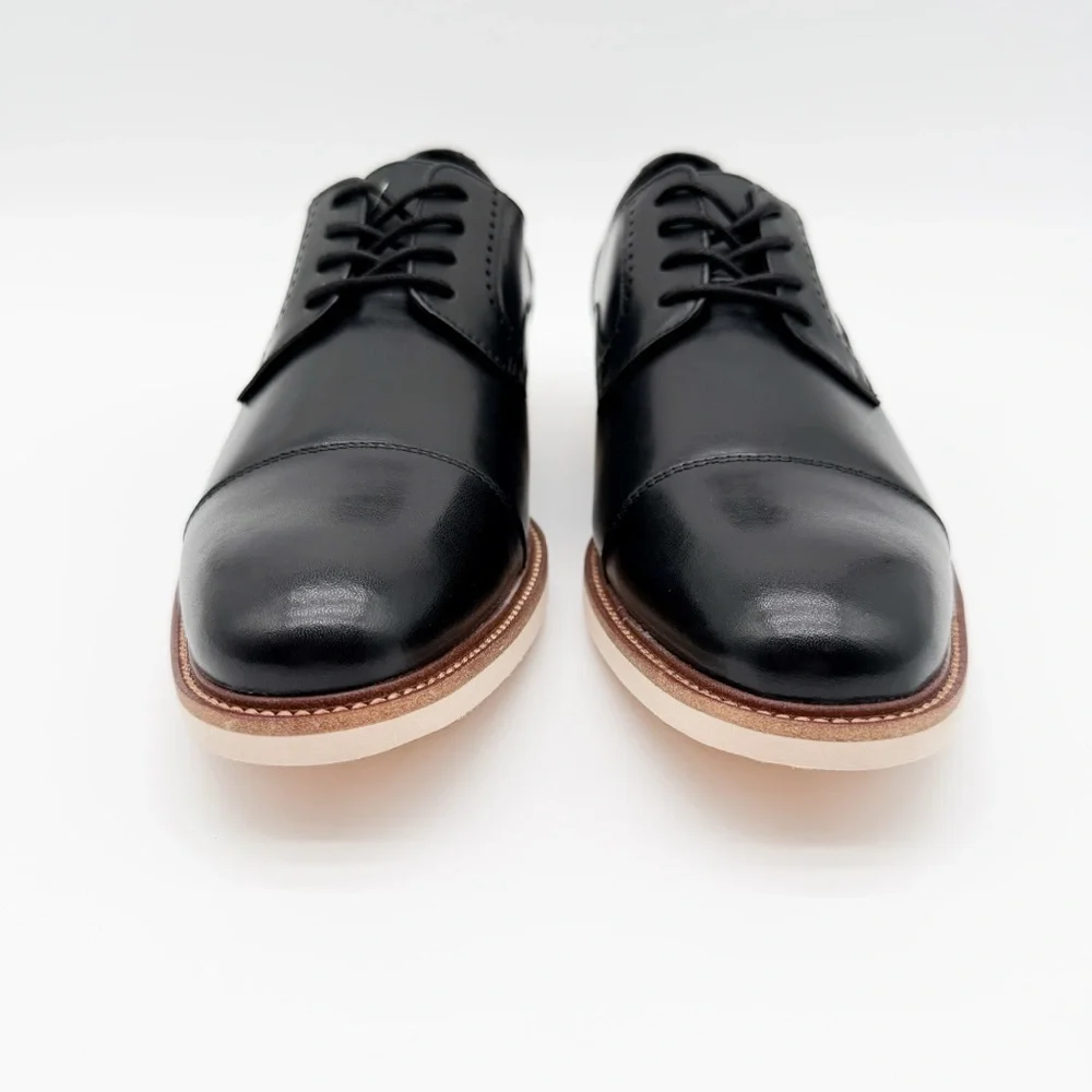 Stacy Adams Wesbridge Leather Cap Toe Oxford Dress Shoes Lace-Up Black 7.5 NEW
